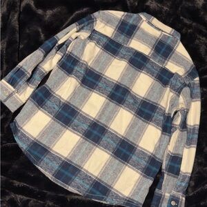 Blue and White Plaid Shirt